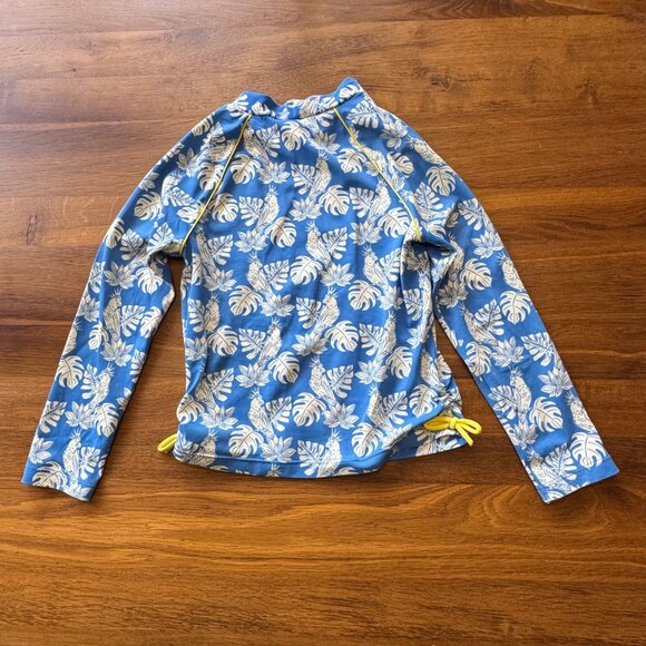 MINI BODEN Tropical Swim RashGuard Top Girls 7-8 128cm Blue Rash Guard Parrots - Picture 2 of 7
